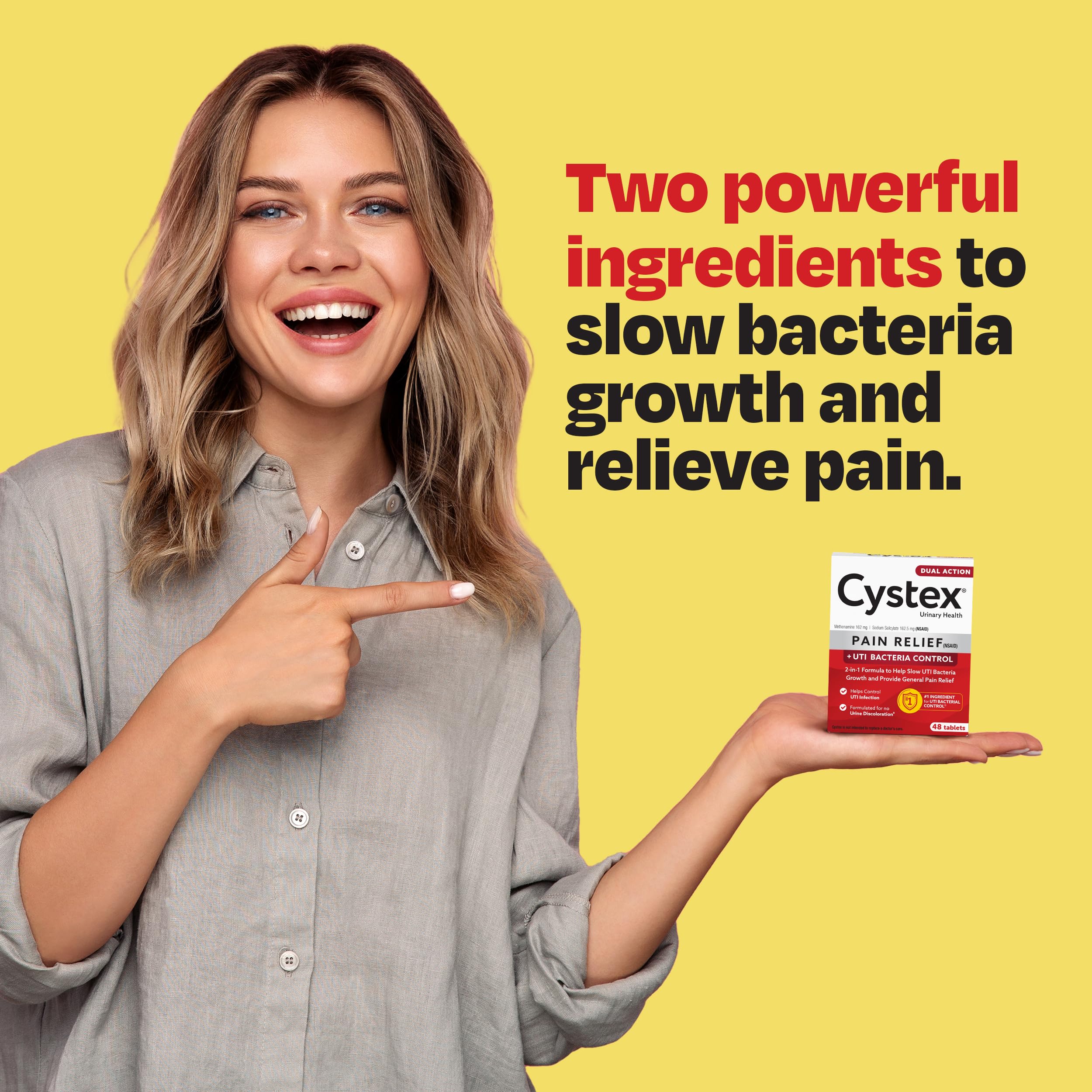 Cystex Dual-Action UTI Pain Relief & Prevention Tablets - 2-in-1 Formula Relieves Burning, Urgency, & Discomfort While Slowing Bacterial Growth - Non-Staining, Fast-Acting - 48-Count Cystex Au supplements