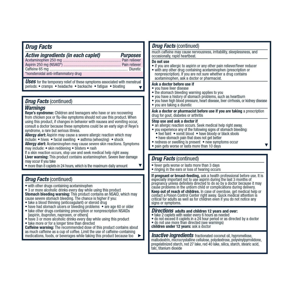 Pamprin Maximum Strength Max Formula, with Acetaminophen, Menstrual Period Symptoms Relief Pamprin Au supplements