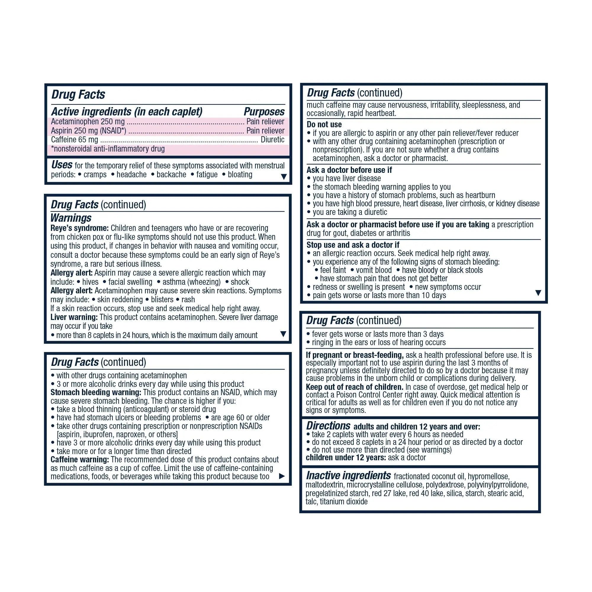 Pamprin Maximum Strength Max Formula, with Acetaminophen, Menstrual Period Symptoms Relief Pamprin Au supplements