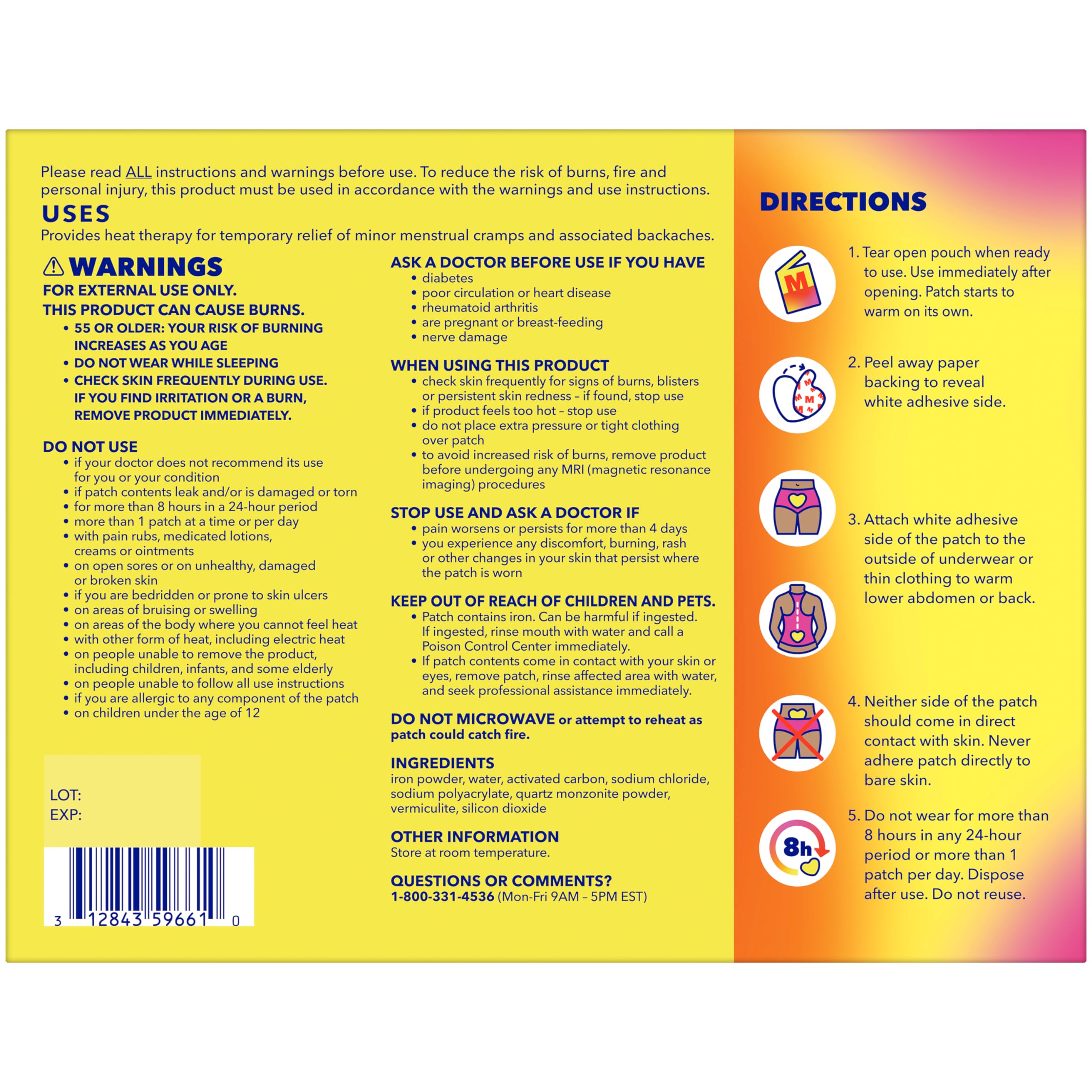 Midol Heat Vibes Menstrual Pain Relief Heat Patches - 6 Count Pack for Period Cramps and Backache Midol Au supplements