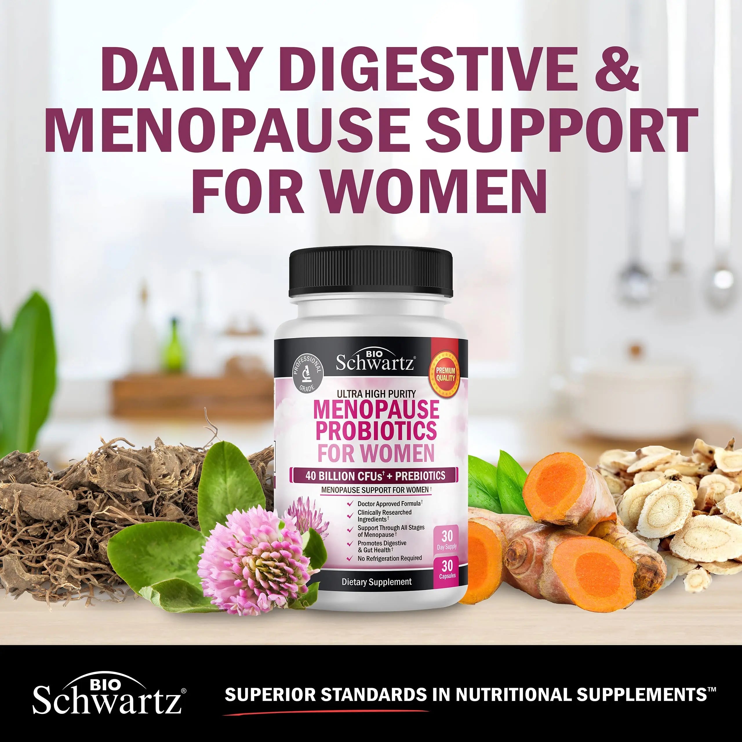 Menopause Support Probiotics for Women - Hot Flashes Night Sweats Mood Swings BioSchwartz Au supplements