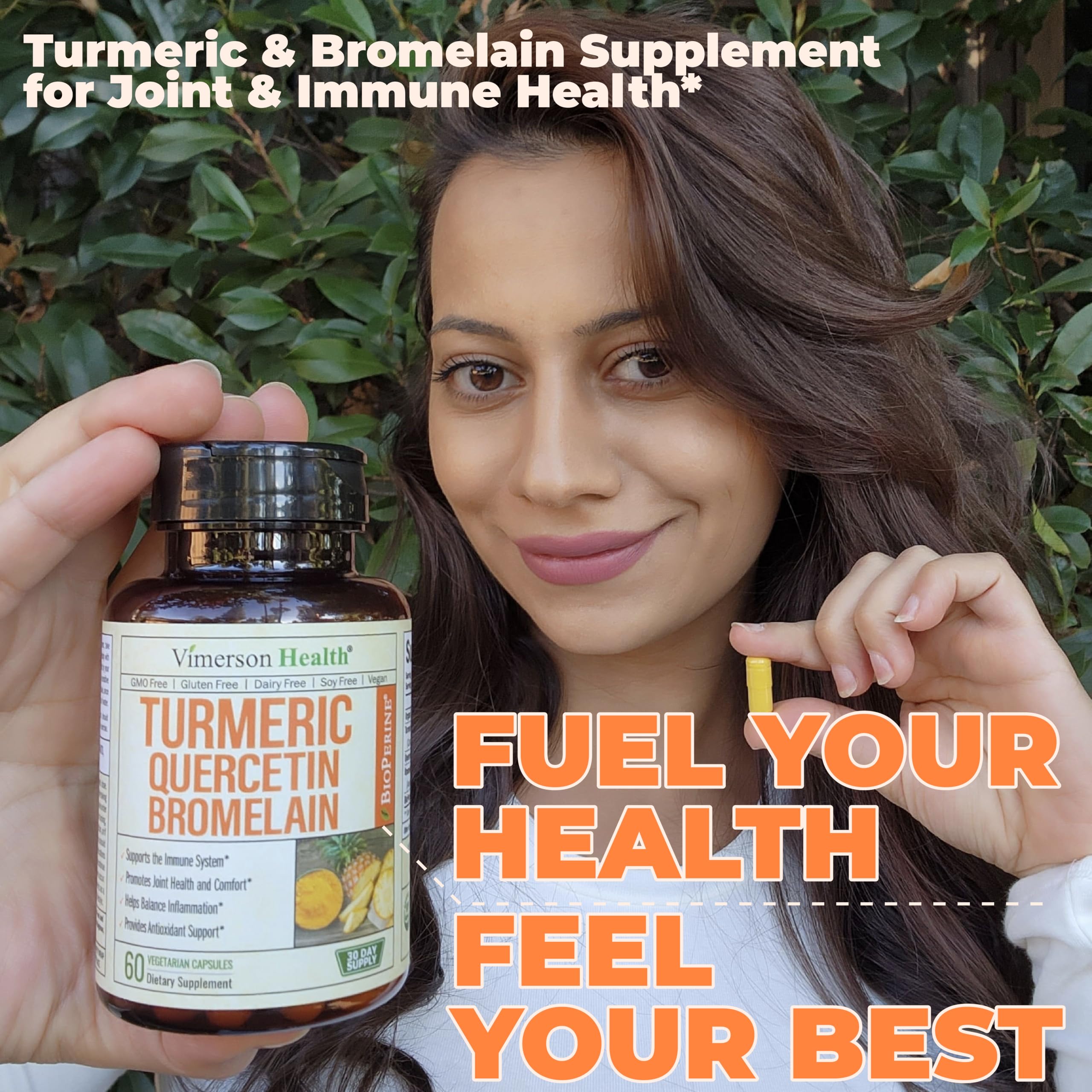 Quercetin with Bromelain Turmeric Curcumin Supplement – Allergy Relief, Immune & Joint Support – Organic Turmeric Supplement w/Bioperine for Enhanced Absorption