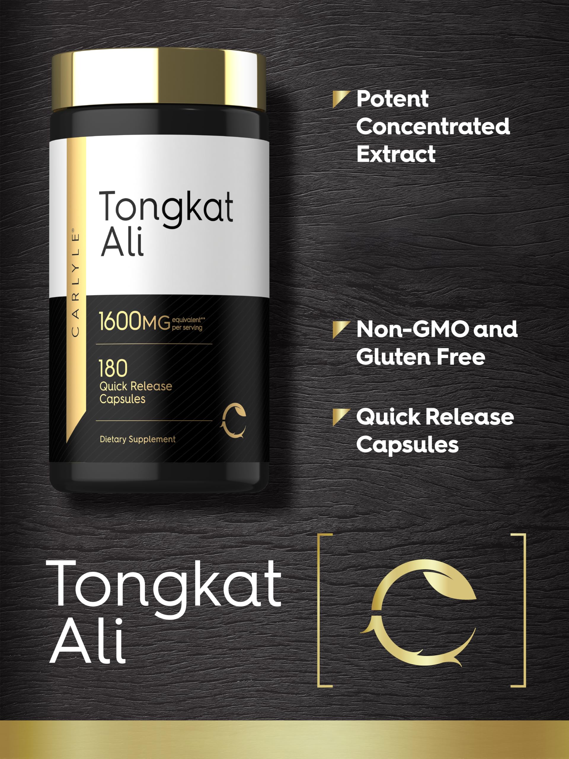 Carlyle Tongkat Ali | 180 Quick Release Capsules | Non-GMO and Gluten Free Supplement