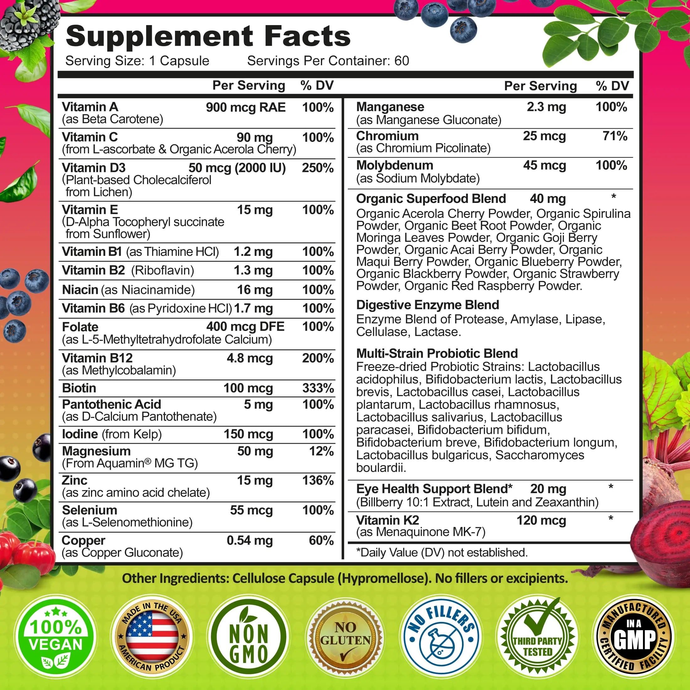 Women's Daily Multivitamin 50 Plus - Vegan Methylated Multivitamin for Women 50 and Over with Biotin, Organic Superfoods & Lutein SUPPLEMENTS STUDIO Au supplements