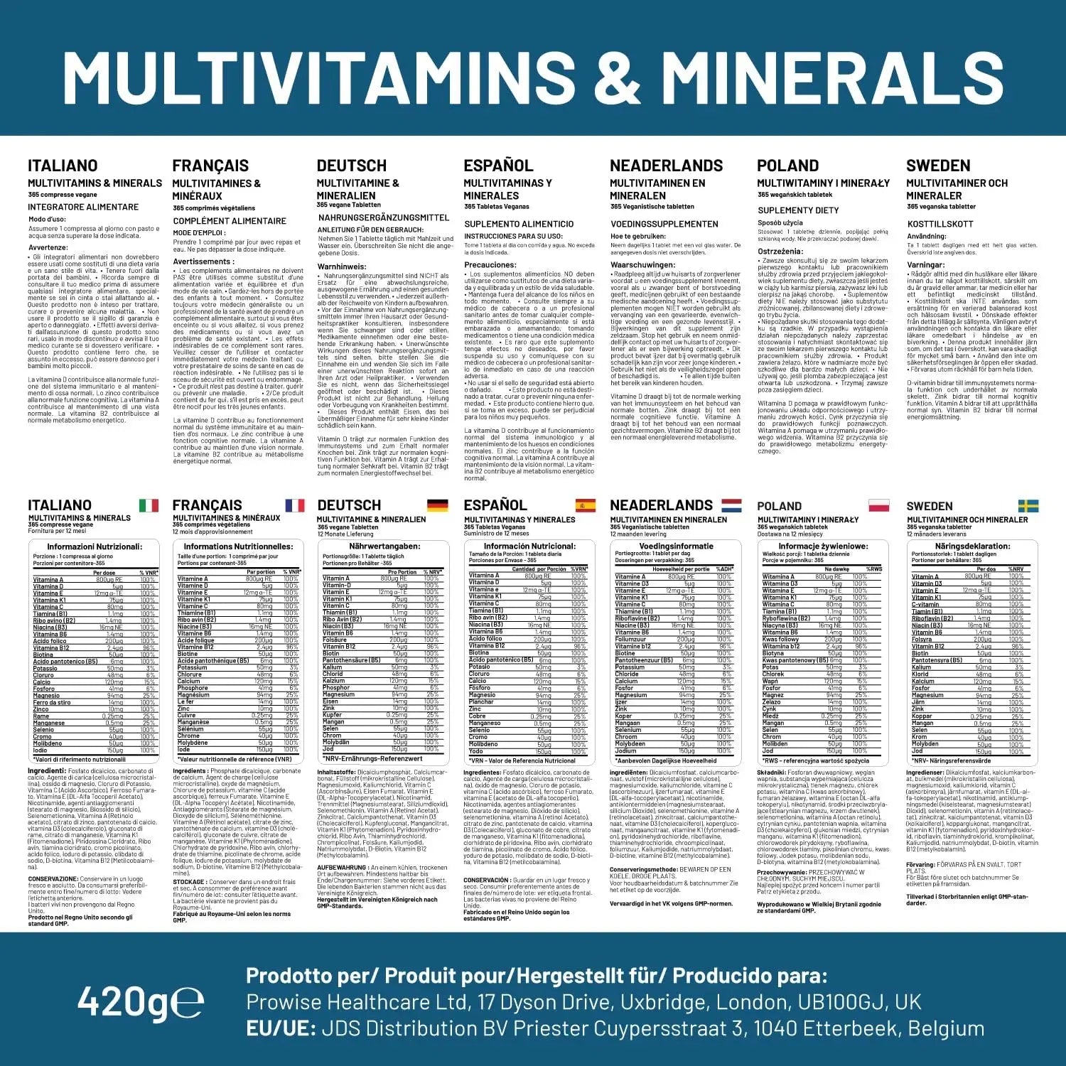 A-Z Multivitamins & Minerals I 365 Vegan Tablets (1 Year Supply) I 26 Essential Active Vitamins, Minerals & Micronutrients PH PROWISE Healthcare Au supplements