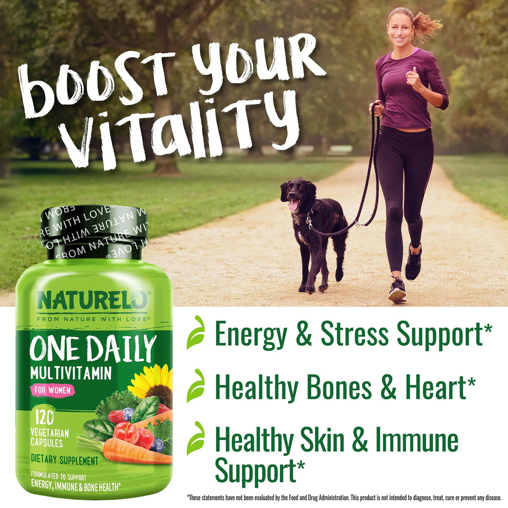 NATURELO One Daily Multivitamin for Women w/Vitamin B12, 120 Ct, Energy Support, Whole Food Daily Women Multivitamin Supplement, Nourish Hair/Skin/Nail, Non-GMO NATURELO Au supplements