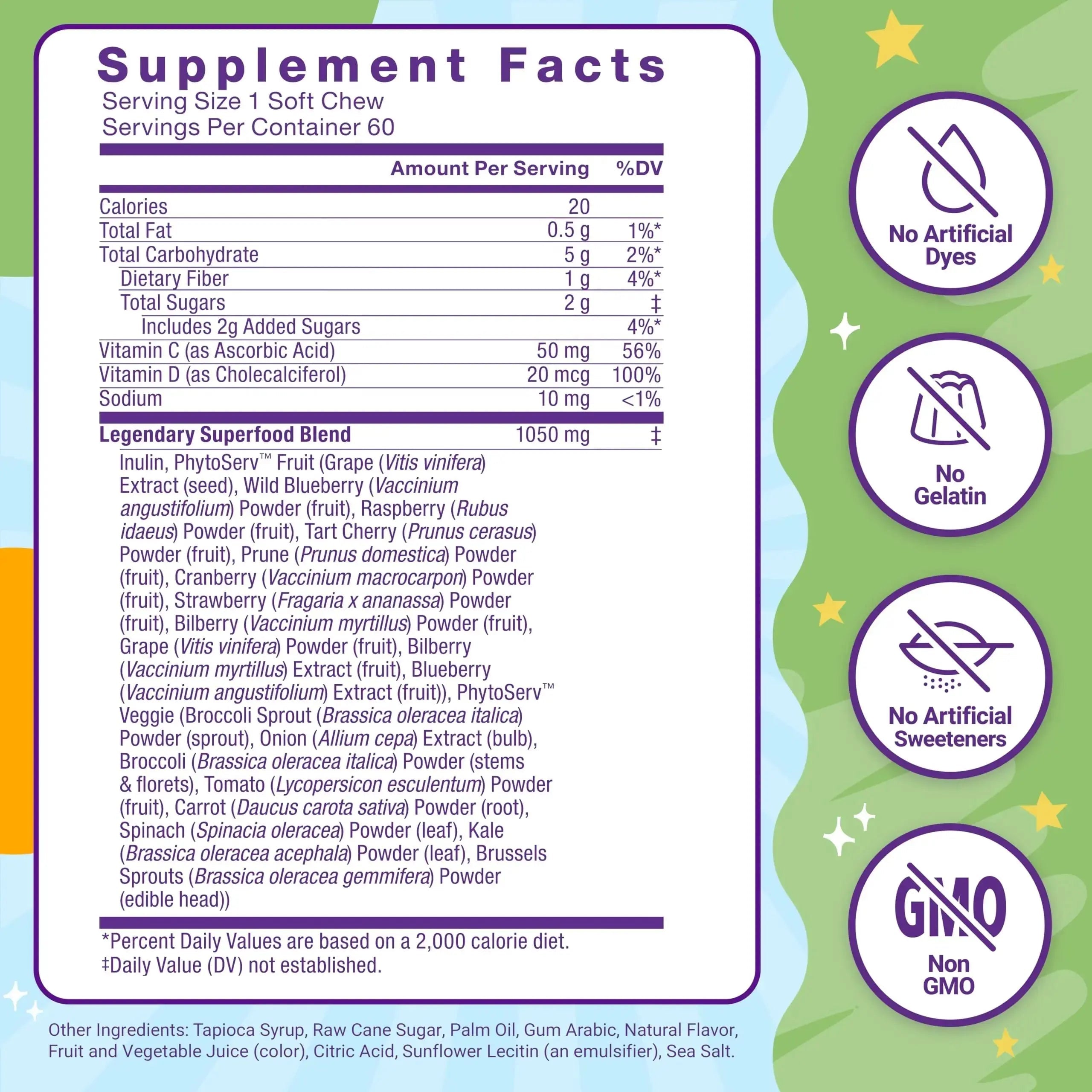 Force Factor Kids Superfood Super Chews, Kids Vitamins C & D, Immune Support Supplement with Antioxidant Support from Powdered Fruits & Veggies Force Factor Au supplements