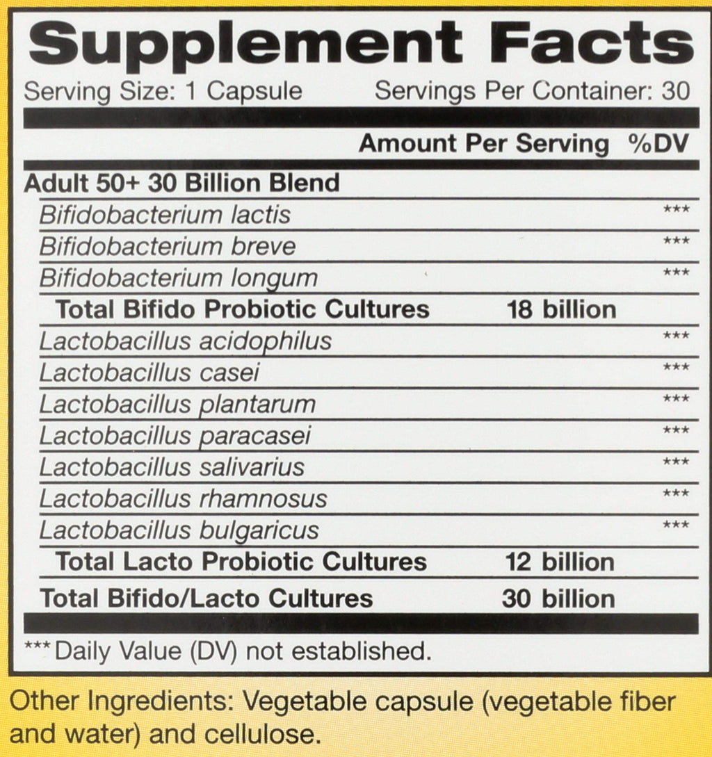 Renew Life Probiotic Adult 50 Plus Probiotic Capsules, Daily Supplement Supports Urinary, Digestive and Immune Health, L. Rhamnosus GG, Dairy, Soy and gluten-free, 30 Billion CFU, 30 Count Renew Life Au supplements