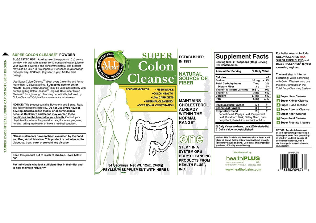 Health Plus Super Colon Cleanse: 10-Day Cleanse -Detox | More than 1 Cleanse, 12 Ounces Health Plus Au supplements
