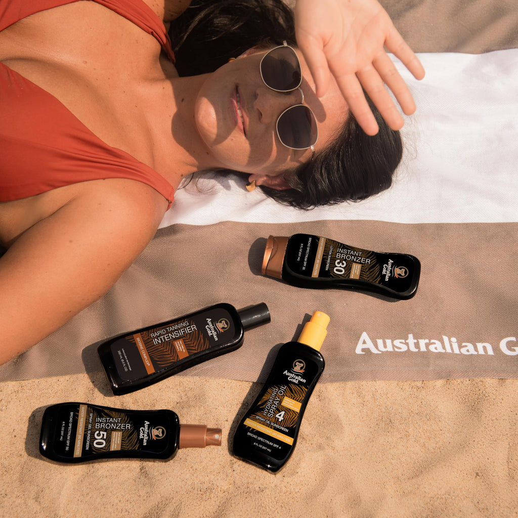 Australian Gold Spray Gel Sunscreen with Instant Bronzer SPF 50, 8 Ounce | Moisturize & Hydrate Skin
