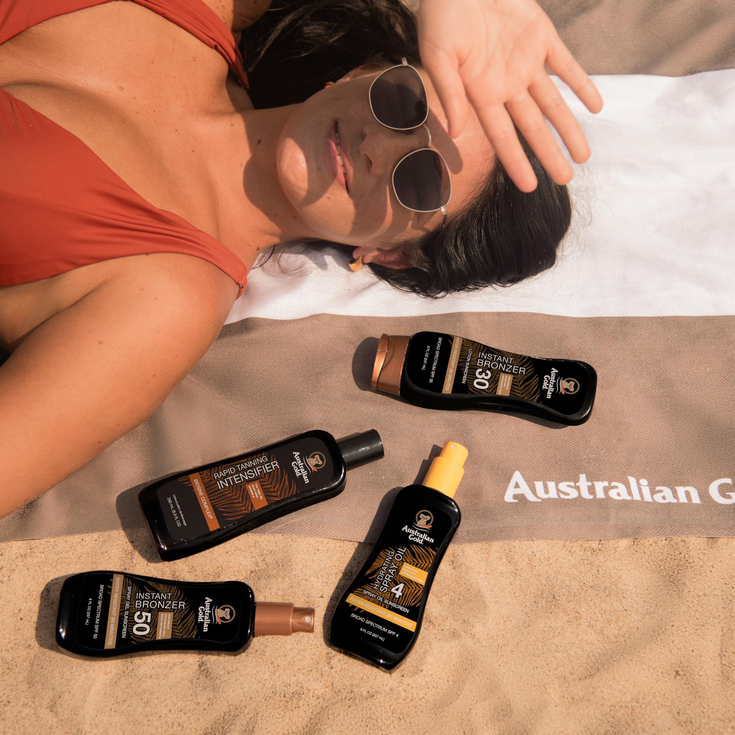 Australian Gold Spray Gel Sunscreen with Instant Bronzer SPF 50, 8 Ounce | Moisturize & Hydrate Skin