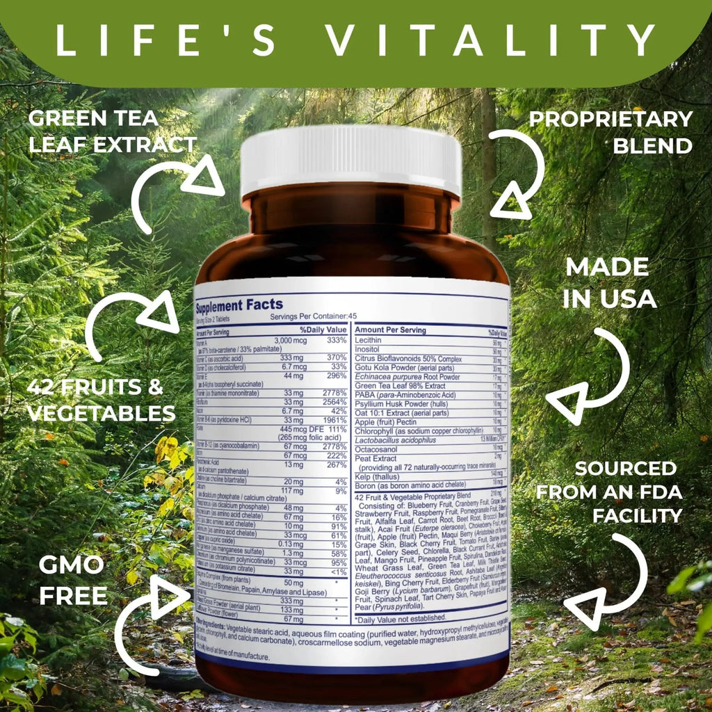 DR. MOSSERI Life's Vitality Vegan Multivitamin for Men & Women – Non-GMO Formula with 42 Fruits and Vegetables, Daily Multivitamin and Mineral Complex DR. MOSSERI Au supplements