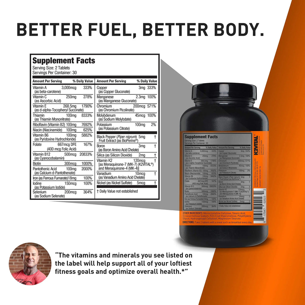 JYM Supplement Science Vita JYM Sports Multivitamin & Mineral Support, Vitamin A, C, B6, B12, E, K, Boron, Biotin, Potassium 60 Tablets JYM Supplement Science Au supplements