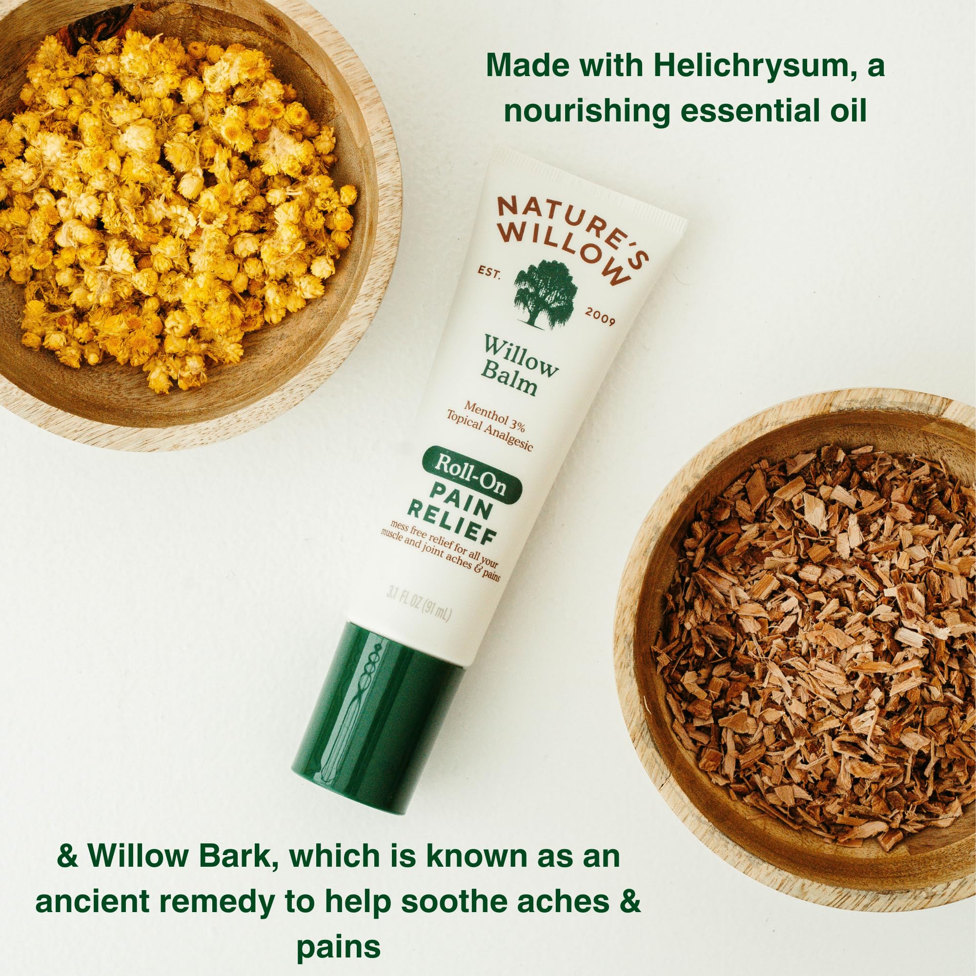 NEW Nature's Willow ROLL-ON Pain Relief | Fast-Acting, No-Mess Relief for Back, Neck, Knees & Joints | Willow Bark & Menthol | Clean, Fresh Scent | No Dyes or Artificial Fragrance | 3.1 fl oz | 3-Pack Nature's Willow Au supplements