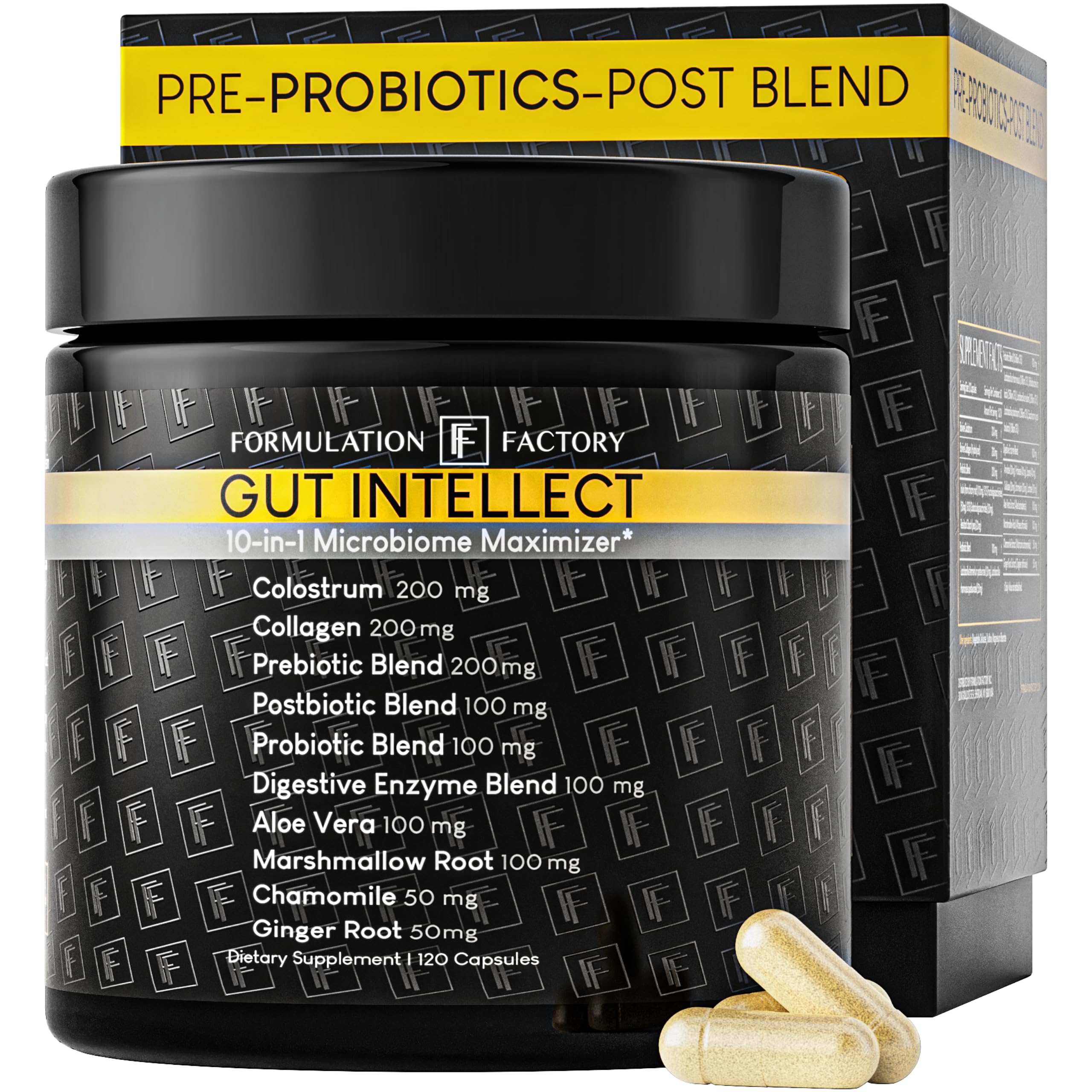 Formulation Factory Probiotics for Women & Men - Gut Intellect 10-in-1 Digestive Enzymes with Prebiotics and Postbiotics - Total Gut Health Supplement