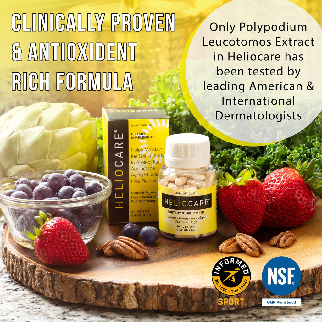 Heliocare Skin Care Dietary Supplement: 240mg Polypodium Leucotomos Extract Pills - Antioxidant Rich Formula with Fernblock
