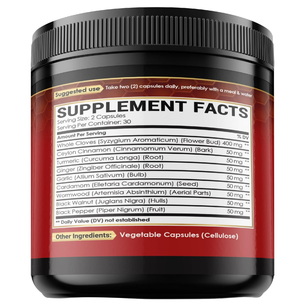 9in1 Clove Supplement Rich in Vitamins & Minerals for Digestive, Immune System, Bone & Heart Health with Cinnamon, Turmeric, Ginger, Cardamom, Garlic, Wormwood, Black Walnut - 60 Capsules - 30 Days - TrustMedUSA