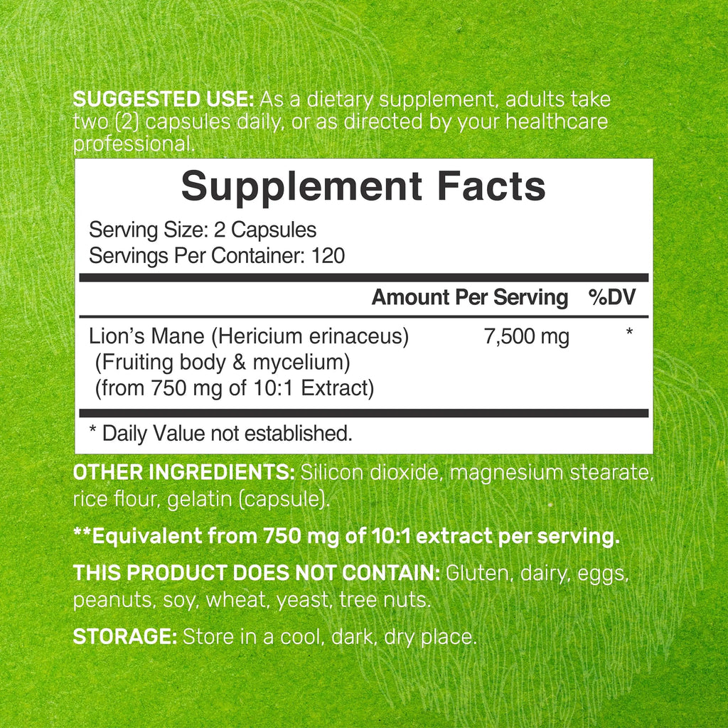 Lions Mane Mushroom Supplement, 7,500mg Per Serving, 240 Capsules – Active Fruiting DEAL SUPPLEMENT Au supplements