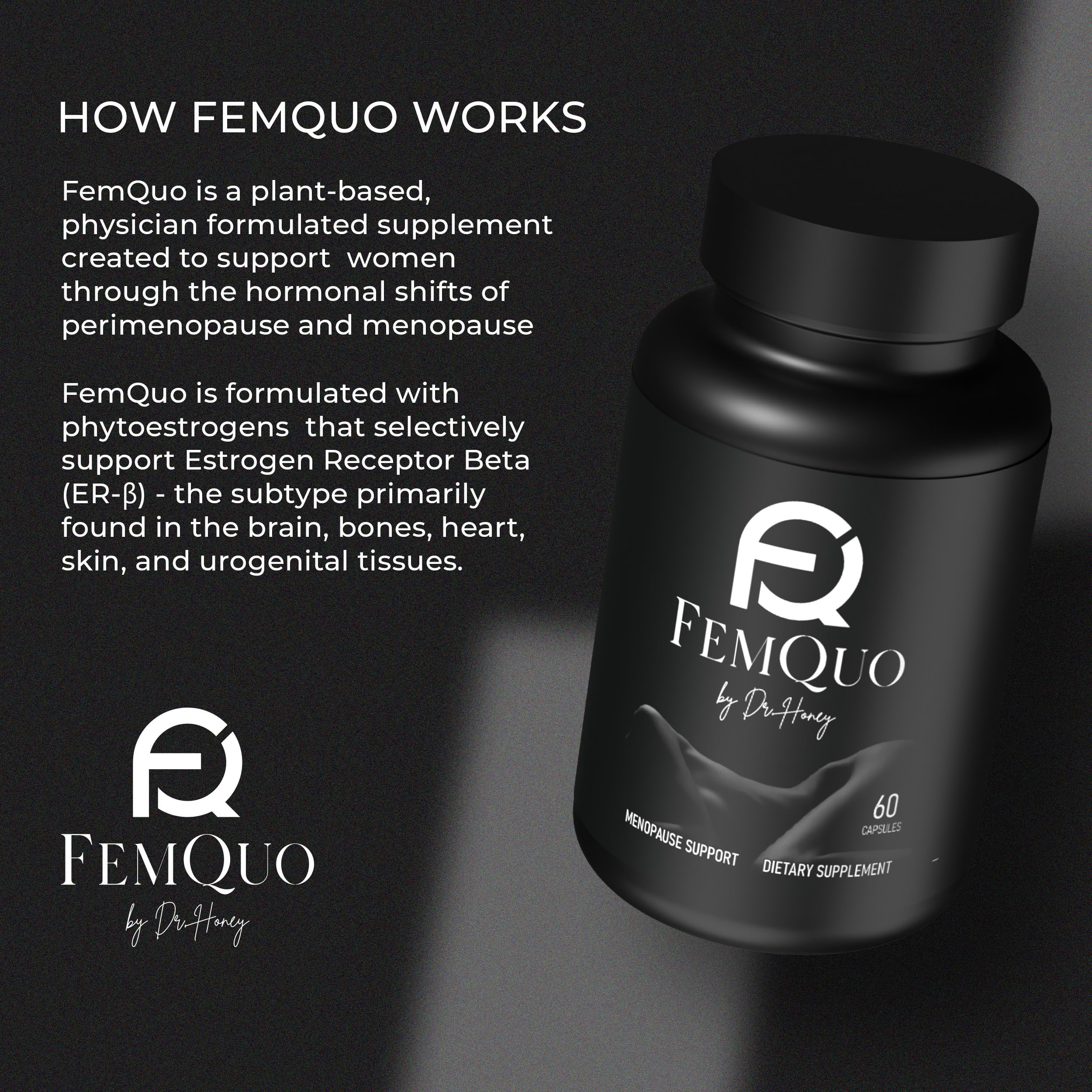 FemQuo by Dr. Honey Menopause & Perimenopause Support for Women Non Hormonal OBGYN Formulated with Rhapontic Rhubarb Red Clover Hops &Sage to Help Hot Flashes Night Sweats Sleep and Mood 60 Capsules FemQuo by Dr. Honey Au supplements