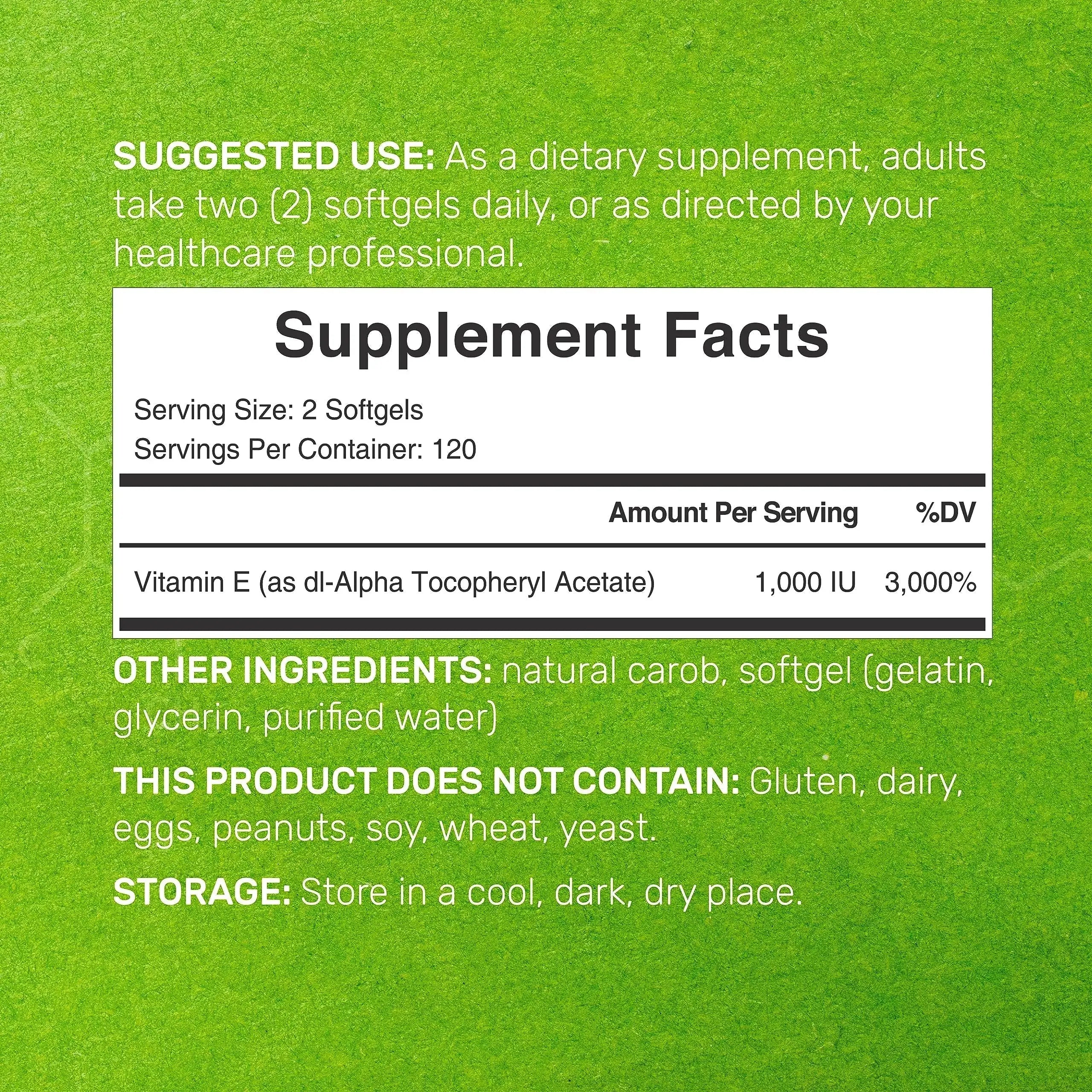 Vitamin E Supplements, 1,000 IU Per Serving, 240 Softgels – Extra Strength Antioxidant Protection – Bioavailable Stable Form DEAL SUPPLEMENT Au supplements