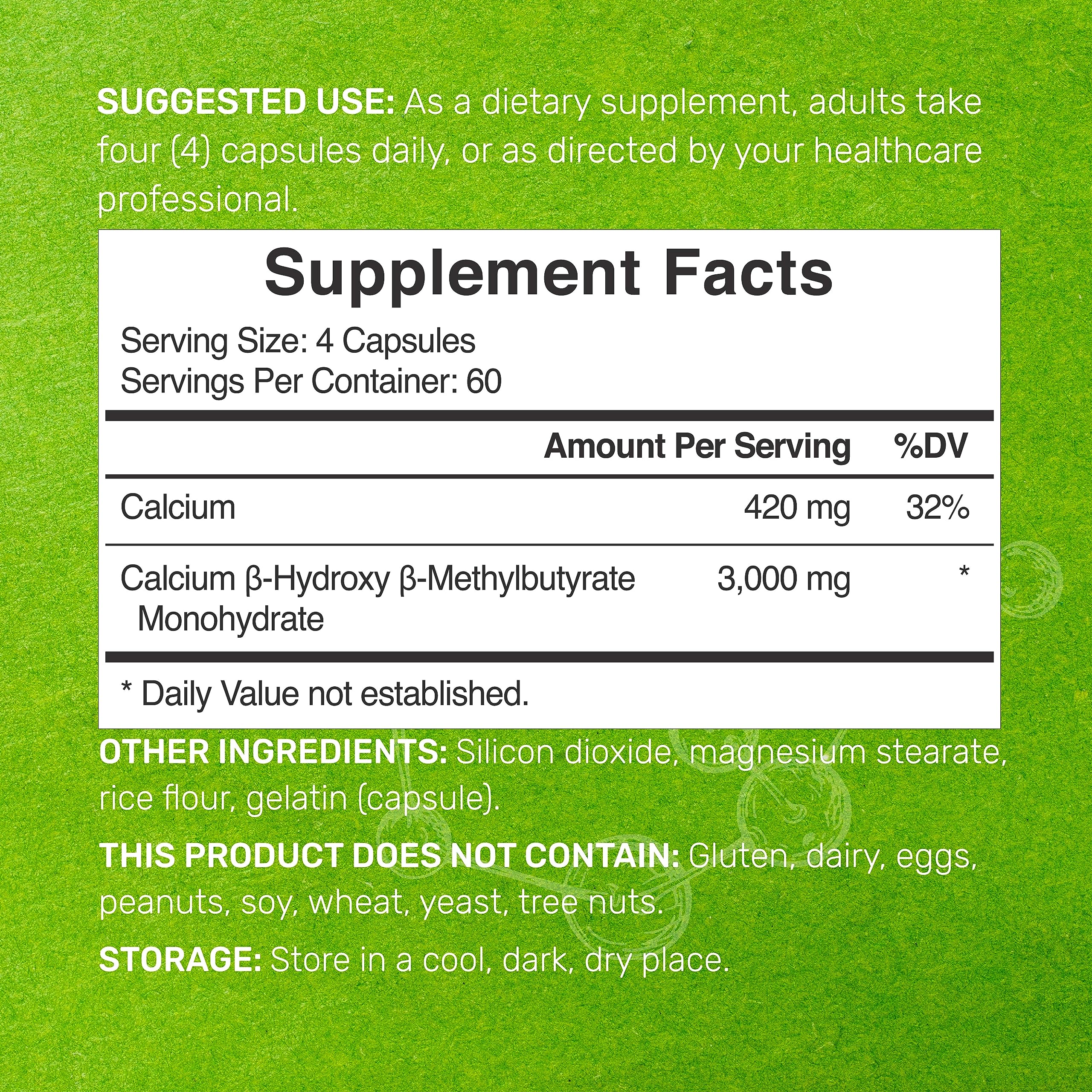 Ultra Strength HMB Supplements 3,000mg Per Serving, 240 Capsules | Third Party Tested | Supports Muscle Growth, Retention