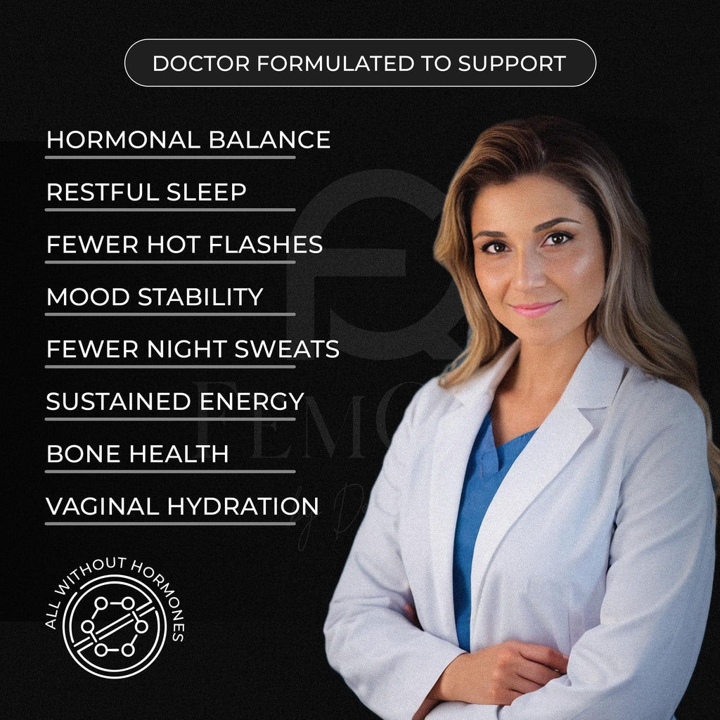 FemQuo by Dr. Honey Menopause & Perimenopause Support for Women Non Hormonal OBGYN Formulated with Rhapontic Rhubarb Red Clover Hops &Sage to Help Hot Flashes Night Sweats Sleep and Mood 60 Capsules FemQuo by Dr. Honey Au supplements