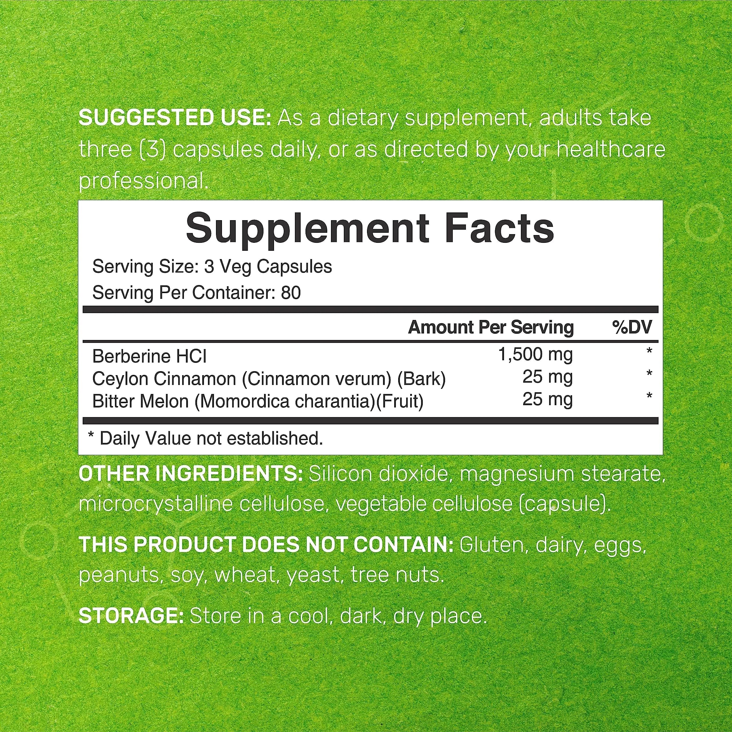 Berberine Supplement 500mg Per Capsule (1500mg Per Serving) | 240 Veggie Capsules DEAL SUPPLEMENT Au supplements
