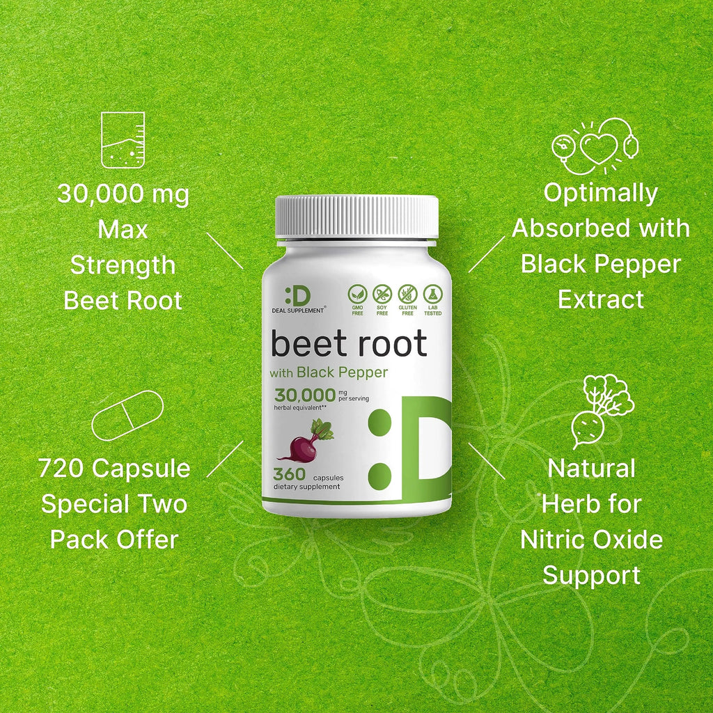 Two Pack Beet Root Capsules 30000mg Per Serving, 720 Counts | with Black Pepper Extract Eagleshine Vitamins Au supplements