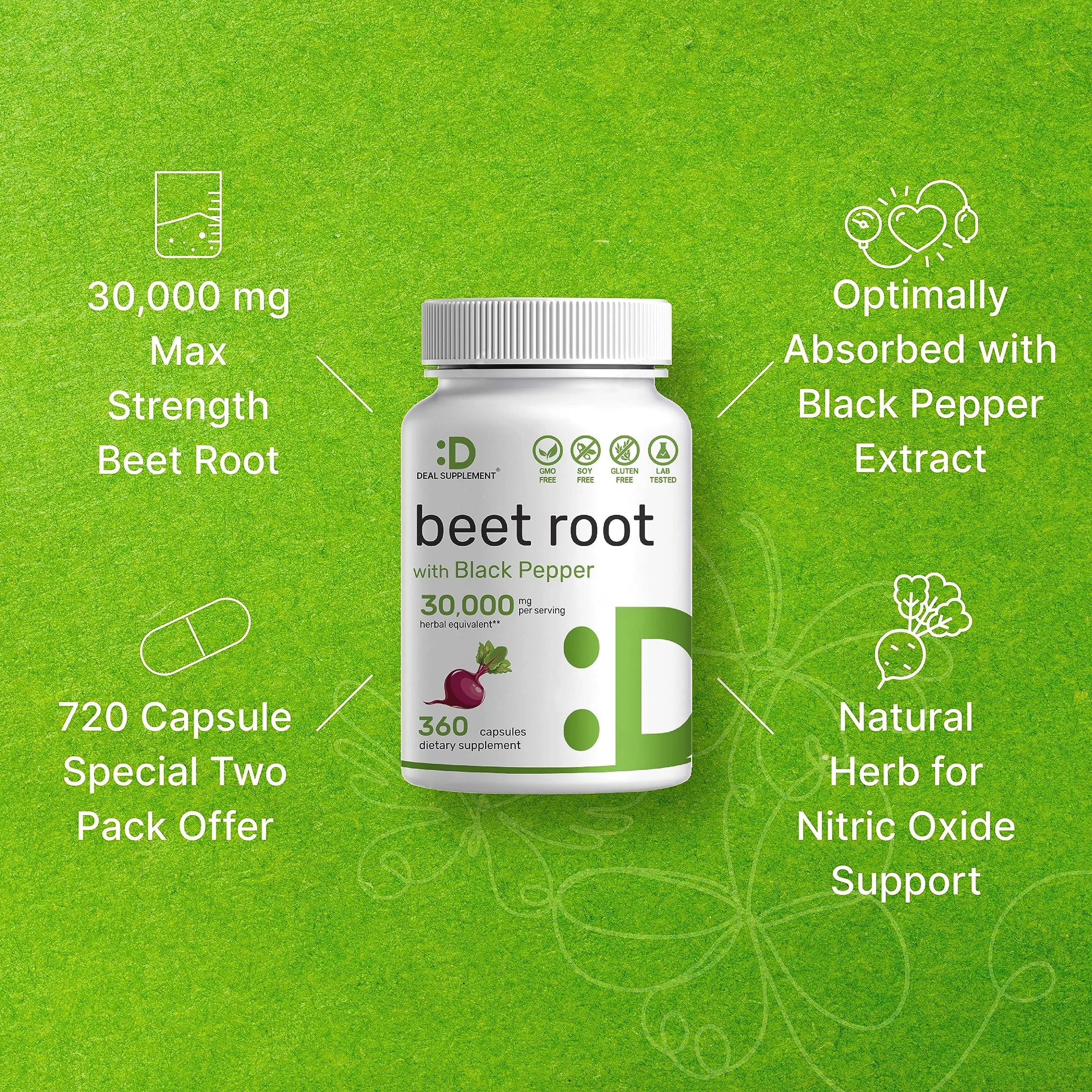 Two Pack Beet Root Capsules 30000mg Per Serving, 720 Counts | with Black Pepper Extract Eagleshine Vitamins Au supplements