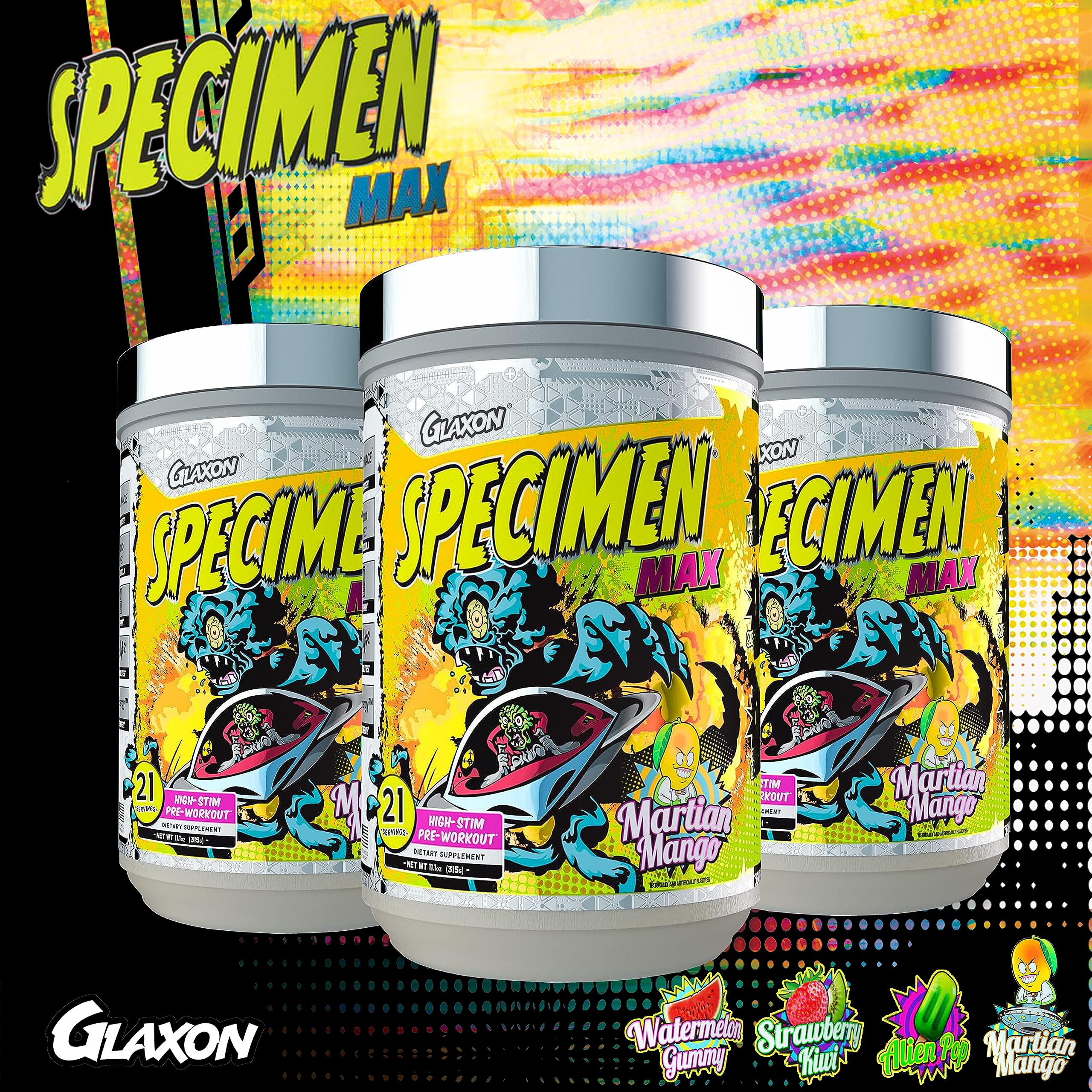 Glaxon Specimen Max High Stim Pre-Workout | 400mg Caffeine + 3200mg Beta Alanine Glaxon Au supplements