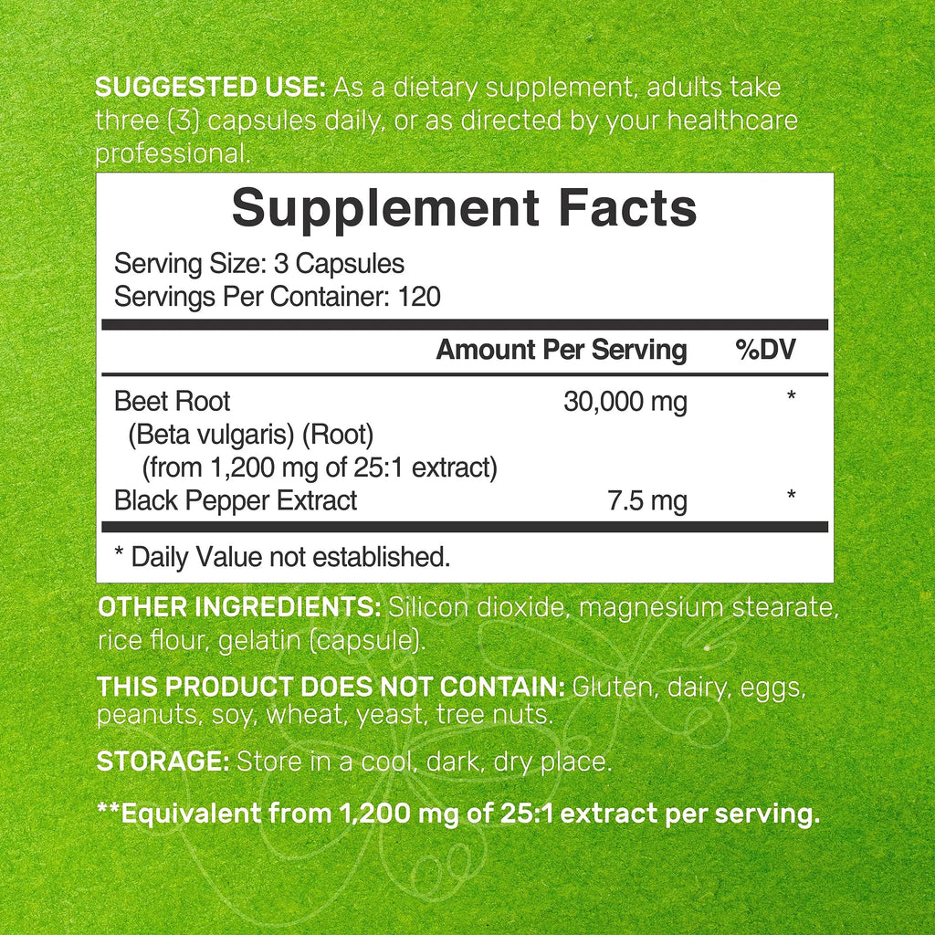 Beet Root Capsules 30000mg Per Serving, 360 Count, with Black Pepper Extract – Enhanced DEAL SUPPLEMENT Au supplements