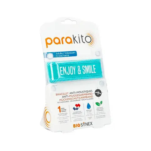 Parakito turquoise "Enjoy & smile" rechargeable mosquito repellent bracelet PARAKITO Au supplements