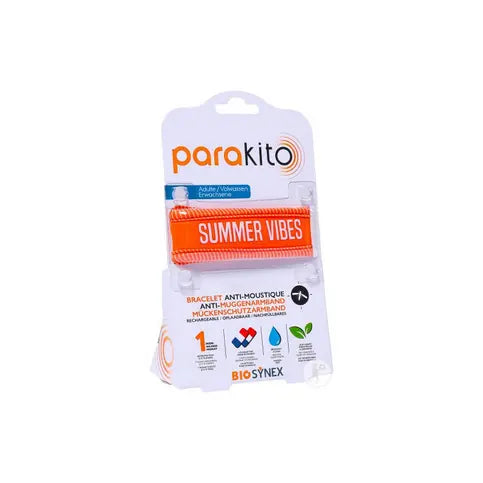 Parakito orange "Summer vibes" rechargeable mosquito repellent bracelet PARAKITO Au supplements