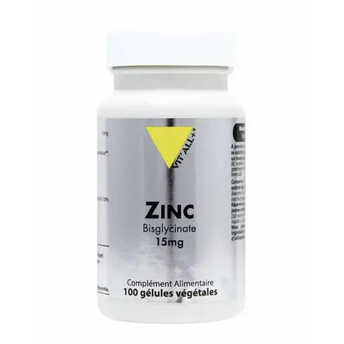 Zinc Bisglycinate 15 mg 100 gélules VIT'ALL+ VIT'ALL+ Au supplements
