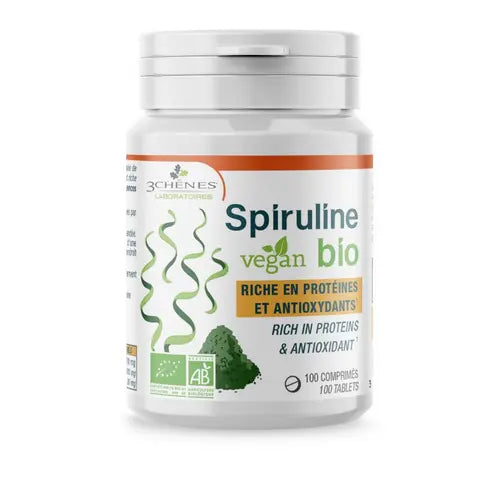 Vegan and organic spirulina LES 3 CHENES 100 tablets LES 3 CHENES Au supplements