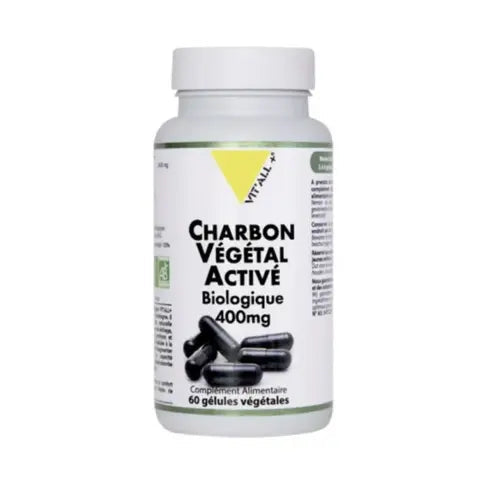Charbon végétal activé BIO 400 mg 60 gélules végétales VIT'ALL+ VIT'ALL+ Au supplements