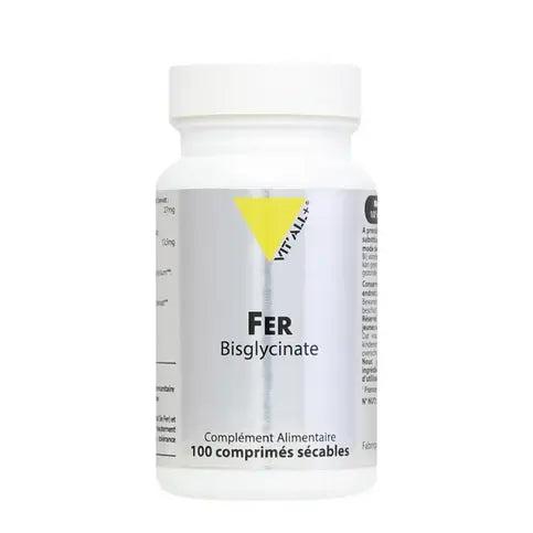 Fer Bisglycinate 27 mg 100 comprimés VIT'ALL+ VIT'ALL+ Au supplements