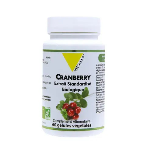Cranberry BIO Extrait standardisé 400 mg 60 gélules VIT'ALL+ VIT'ALL+ Au supplements