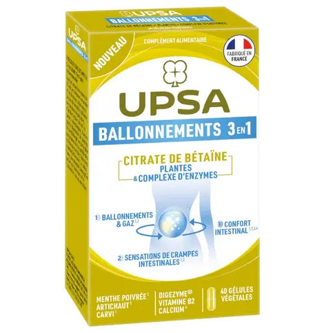 UPSA Ballonnements 3 en 1 : citrate de betaine and plants - 40 vegetable capsule UPSA Au supplements