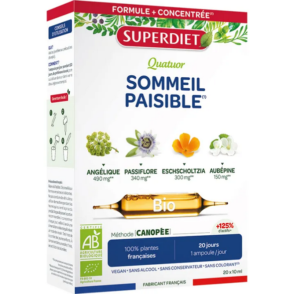 Superdiet Quatuor Sommeil Paisible Bio 20 phials