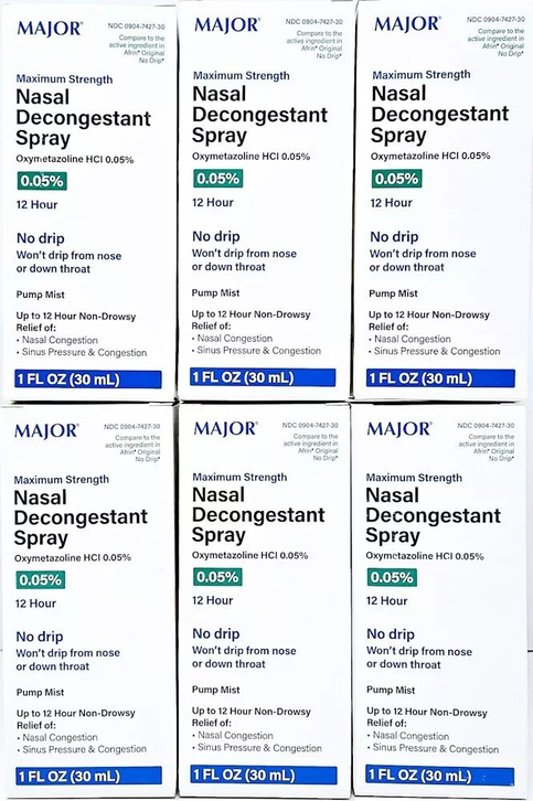 Major Nasal Decongestant Pump Spray 1 oz 30ml (6 Pack)