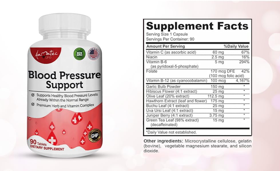 AAMATEC LIFE Blood Pressure Support Supplement 90 Capsules - TrustMedUSA