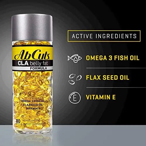 Ab Cuts CLA Belly Fat Formula - 80 Easy-to-Swallow Softgels - Omega 3 Fish Oil, Flaxseed - TrustMedUSA