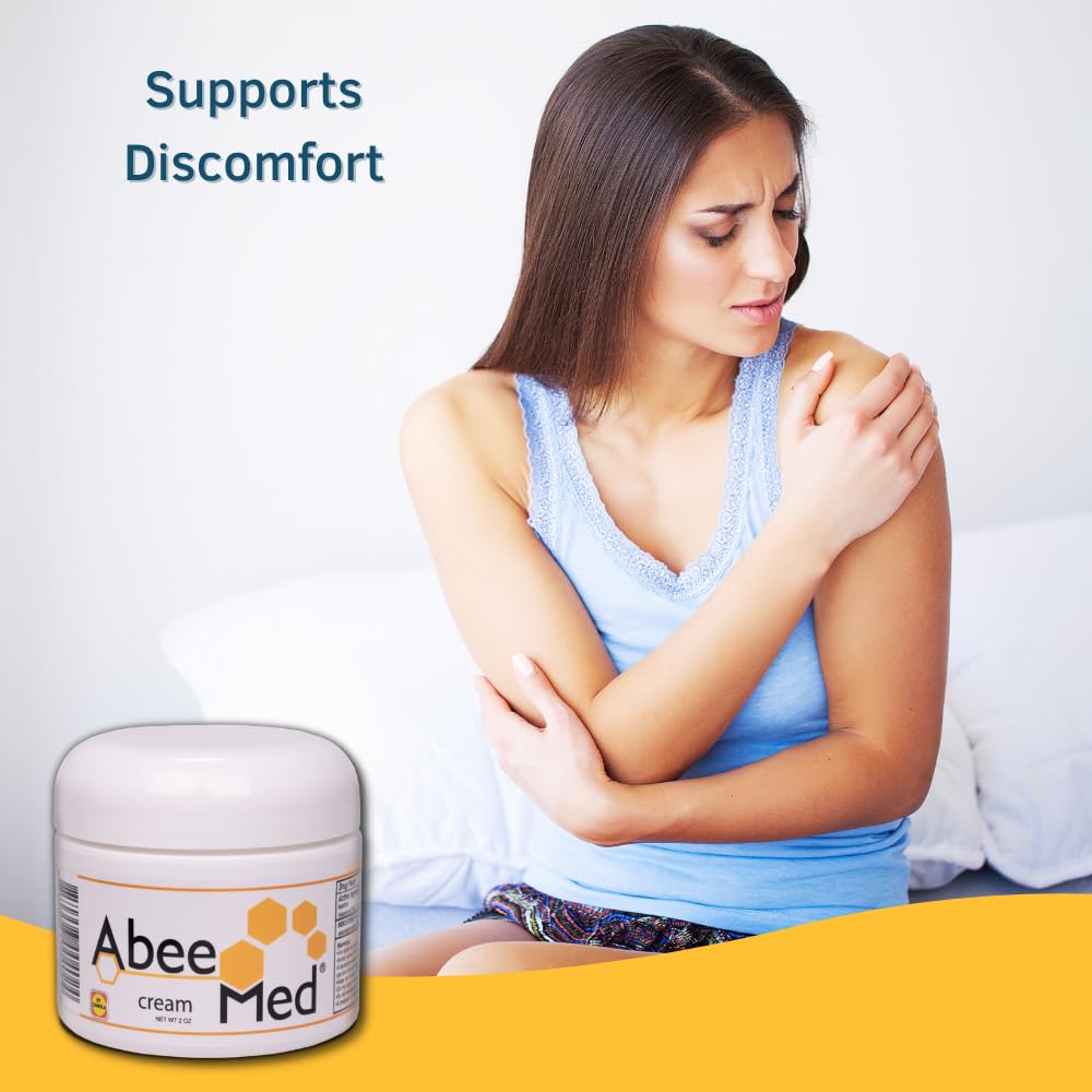 AbeeMed Cream Bee Venom Apitoxin for Aches - Menthol - Histamine DHCL - Bee Polen - Chamomile - Support for Neck and Backache - Supports Joint & Muscle Discomfort - Sprains, Bruises and Strains V2 - TrustMedUSA