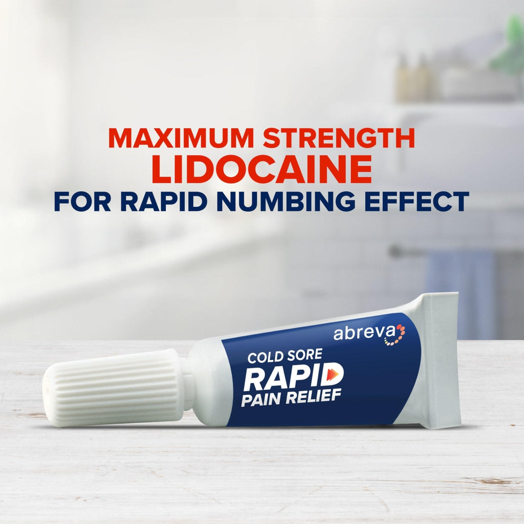 Abreva Cold Sore Treatment Rapid Pain Relief Cream - 1 Tube, 3 Grams - Maple Wellness Supplements