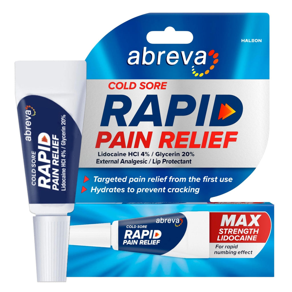Abreva Cold Sore Treatment Rapid Pain Relief Cream - 1 Tube, 3 Grams - Maple Wellness Supplements