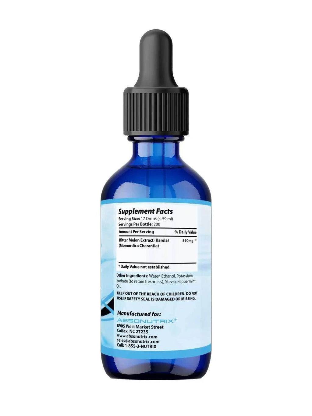 Absonutrix Bitter Melon Extract 590 mg, 4 Fl Oz, 200 Servings, Optimum Bioavailability, Quality Ingredients, Cruelty-Free Products, Non-GMO, Third-Party Tested, GMP-Certified, Made in USA - TrustMedUSA