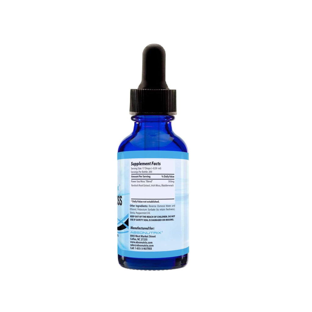 Absonutrix Power Sea Moss with Blend Burdock Root Extract 593mg, 4 Oz Liquid, 200 Servings, Made in USA, Quick Absorption, Quality Potent Ingredients, Third-Party Tested, Non-GMO - TrustMedUSA