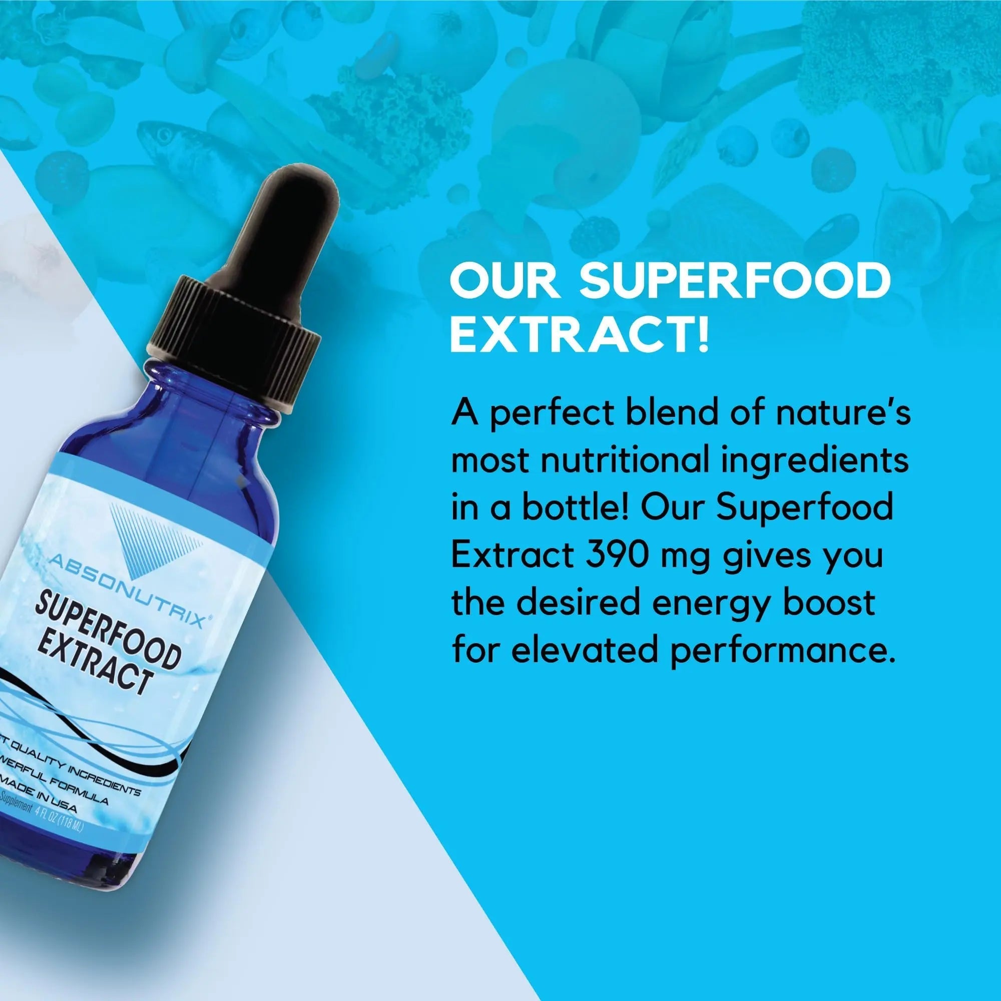 Absonutrix Superfood Extract 390 mg, 4 Oz Liquid, 302 Servings, Made in USA, Quick Absorption, Quality Potent Ingredients, Non-GMO, GMP Certified, Cruelty-Free Products - TrustMedUSA