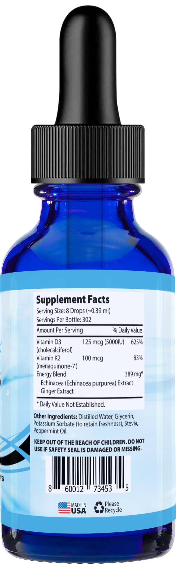 Absonutrix Vitamin D3 K2 Drops, 390mg, 4 Oz Liquid, 302 Servings, Made in USA, Quick Absorption, Quality Potent Ingredients, Non-GMO, GMP Certified, Cruelty-Free Products, Bone Strength Supplements - TrustMedUSA
